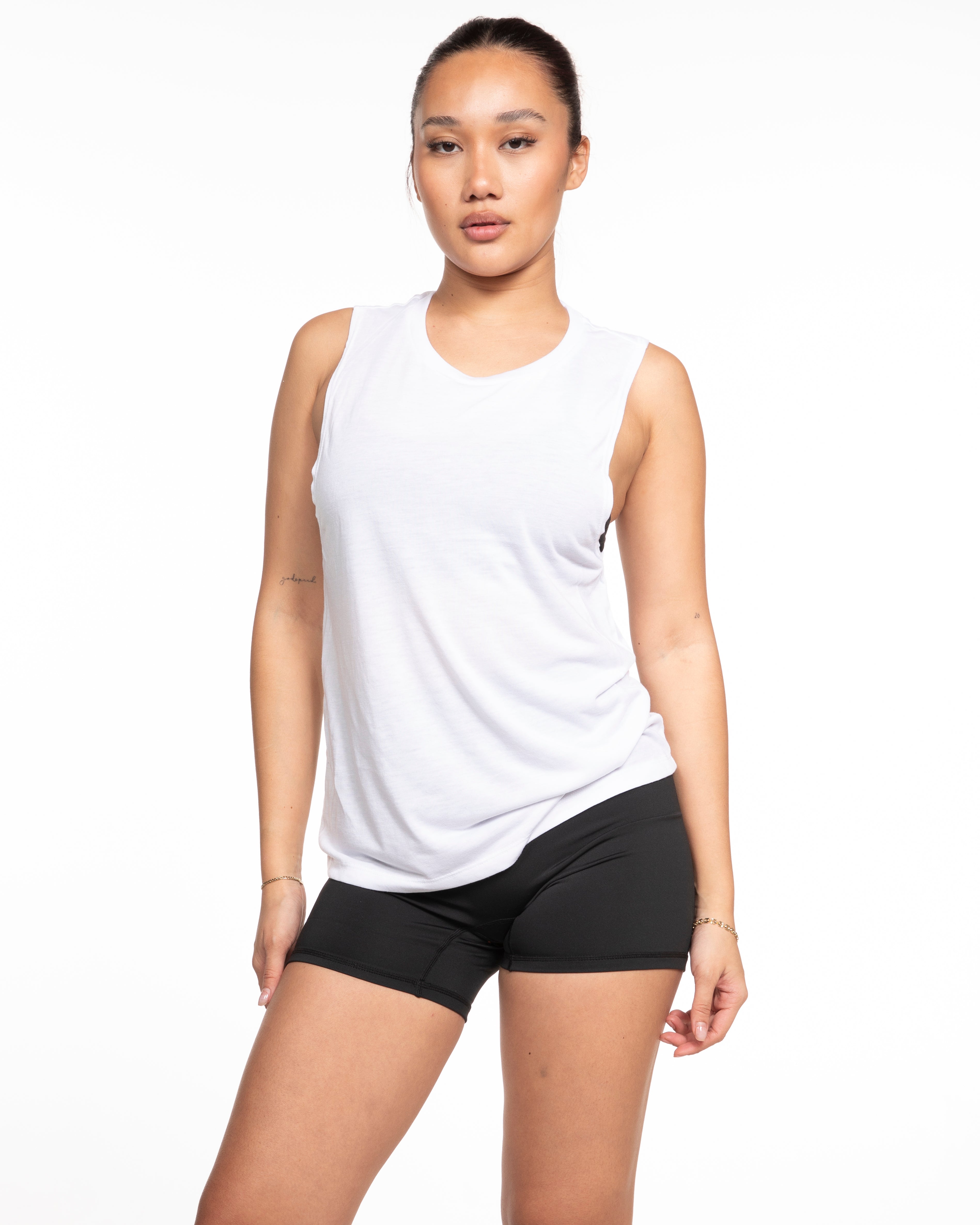 The Scoop Muscle Tank - White