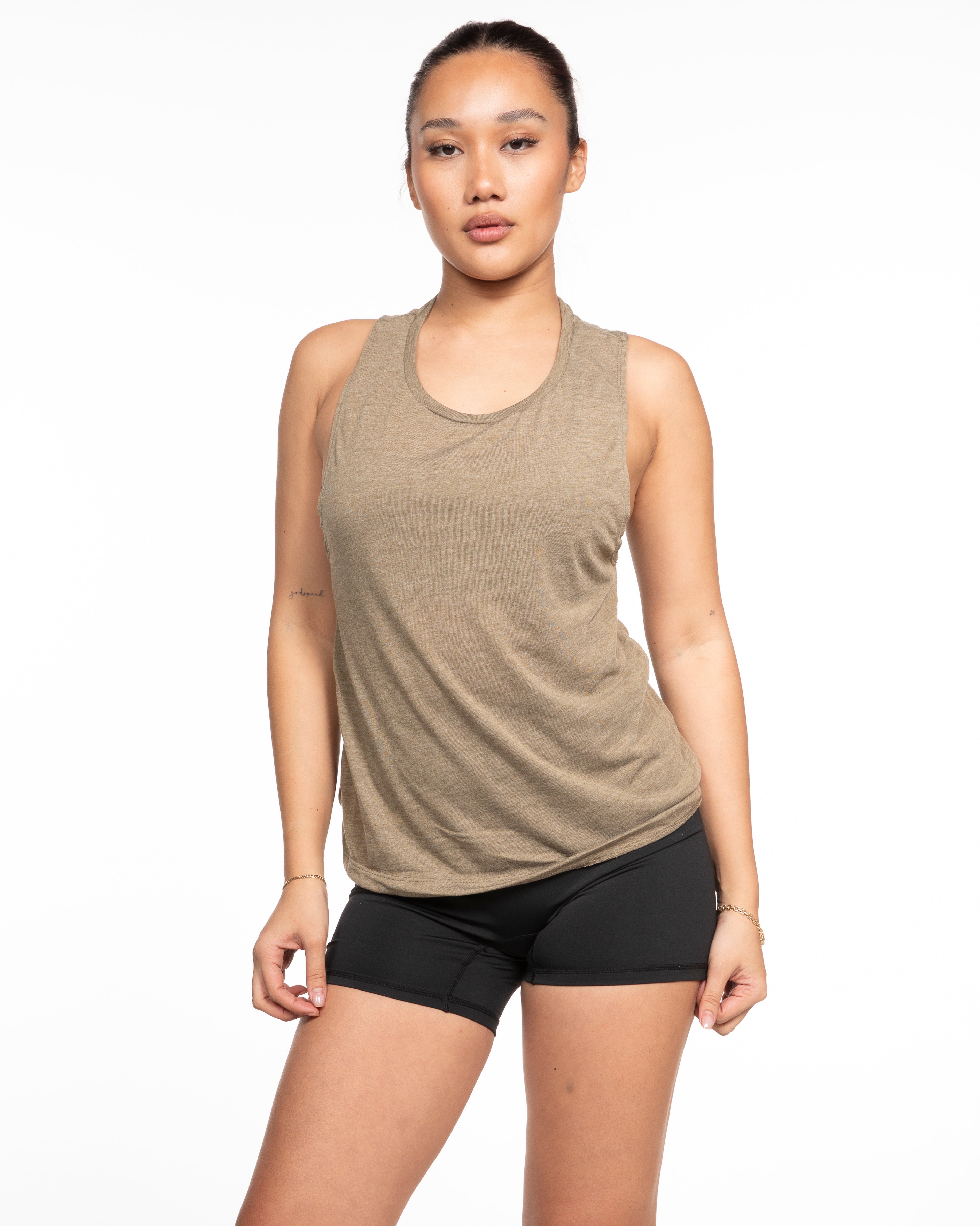 The Scoop Muscle Tank - Olive Heather