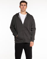 The Mens Zip Hoodie - Washed Black