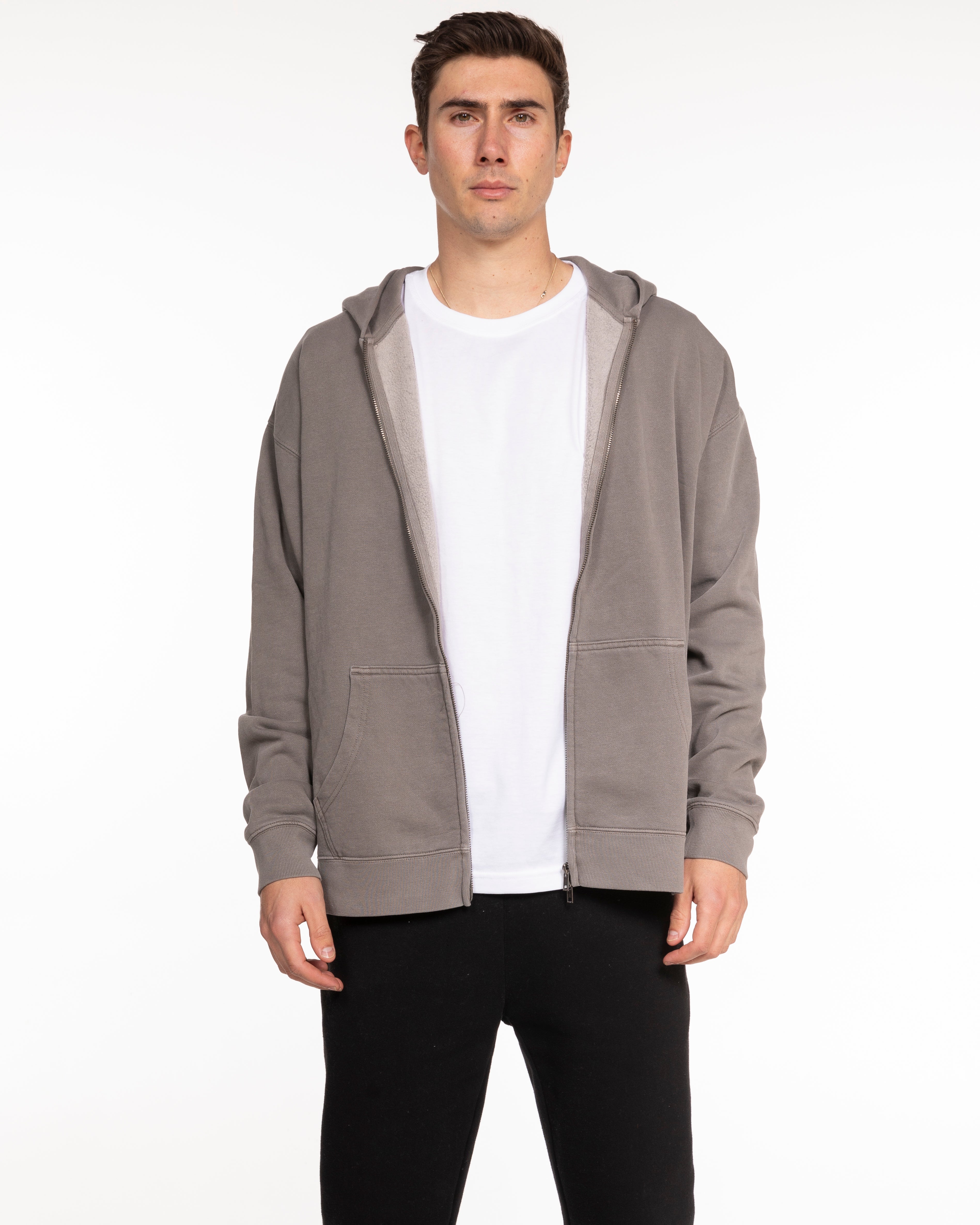 The Mens Zip Hoodie - Washed Gray