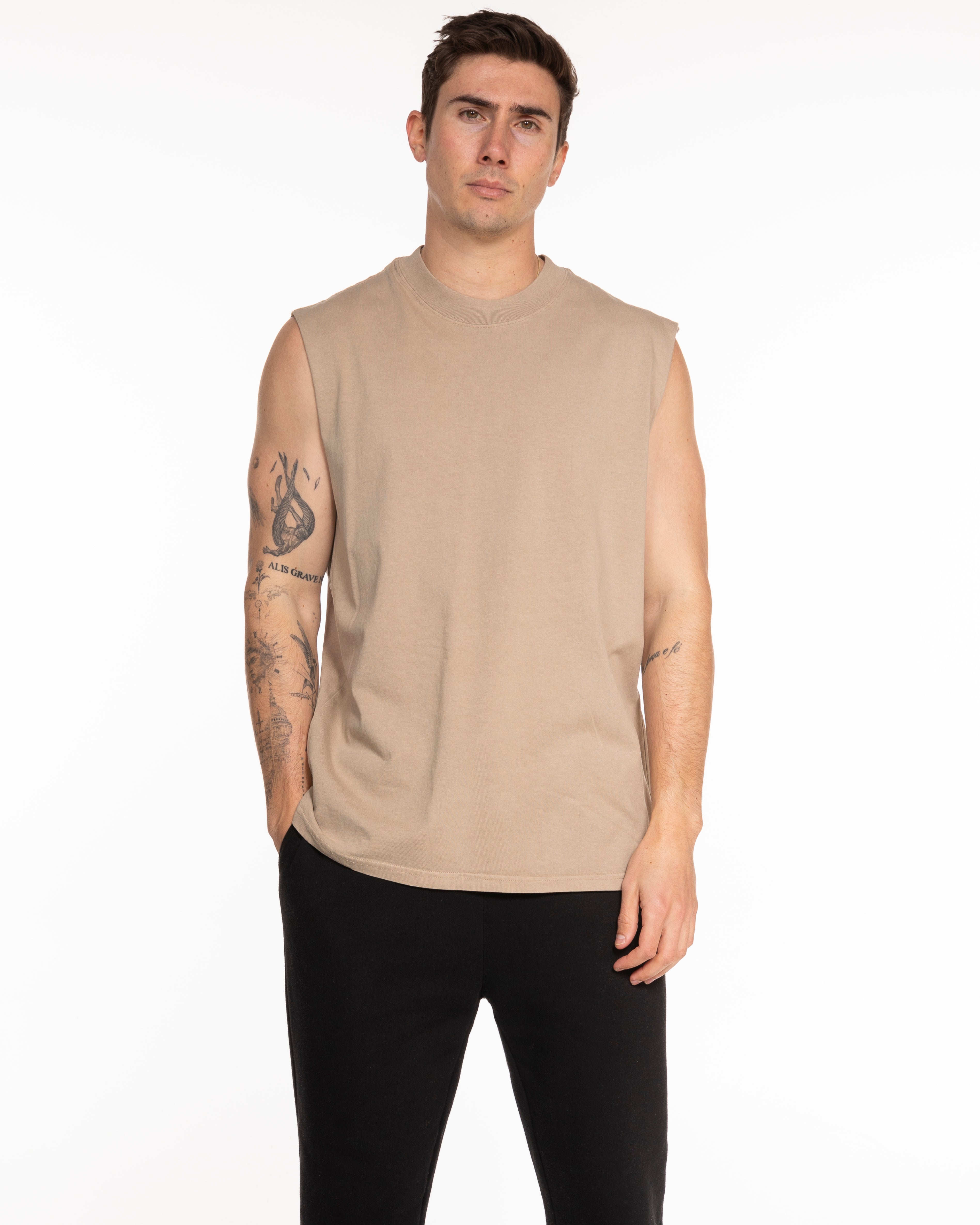 The Mens Heavyweight Tank - Washed Khaki