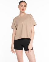 The Boxy Crop Tee - Sand