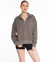 The Womens 1/4 Zip - Washed Gray