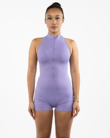 The High Neck Zip Jumpsuit - Purple