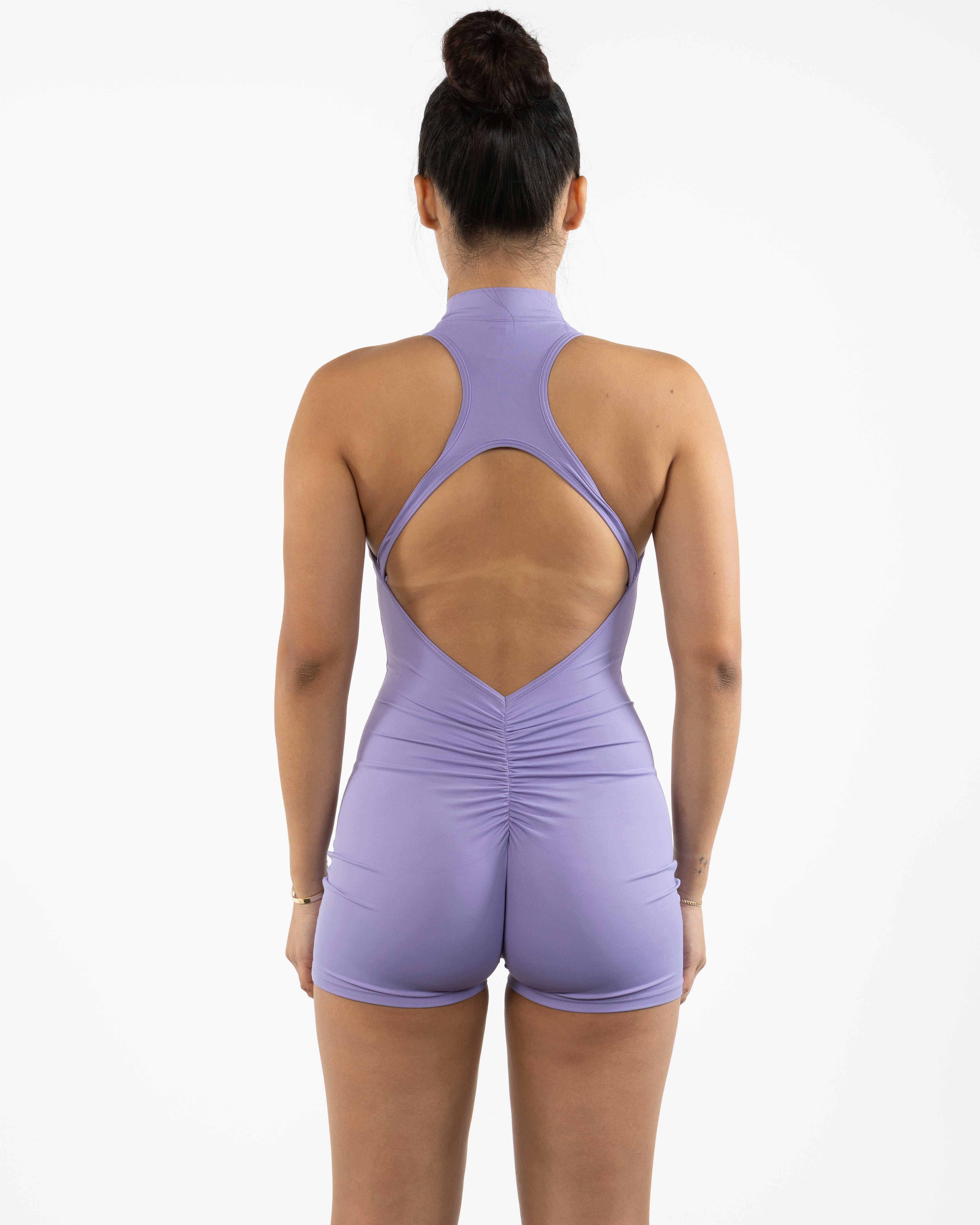 The High Neck Zip Jumpsuit - Purple