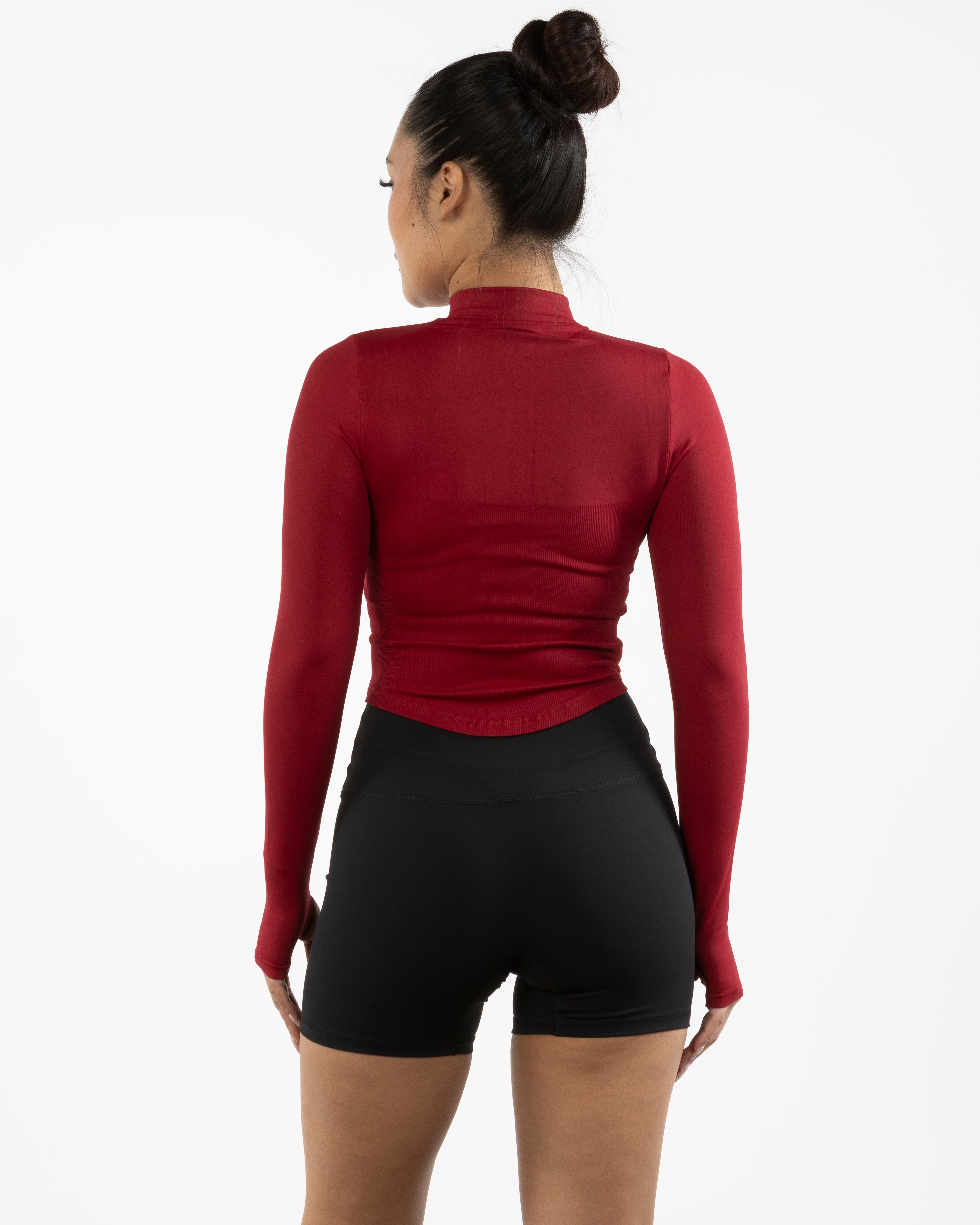 The 3/4 Crop Zip Jacket - Red