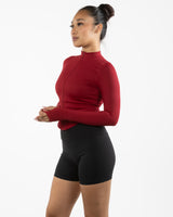 The 3/4 Crop Zip Jacket - Red