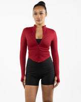 The 3/4 Crop Zip Jacket - Red