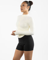 The 3/4 Crop Zip Jacket - Beige