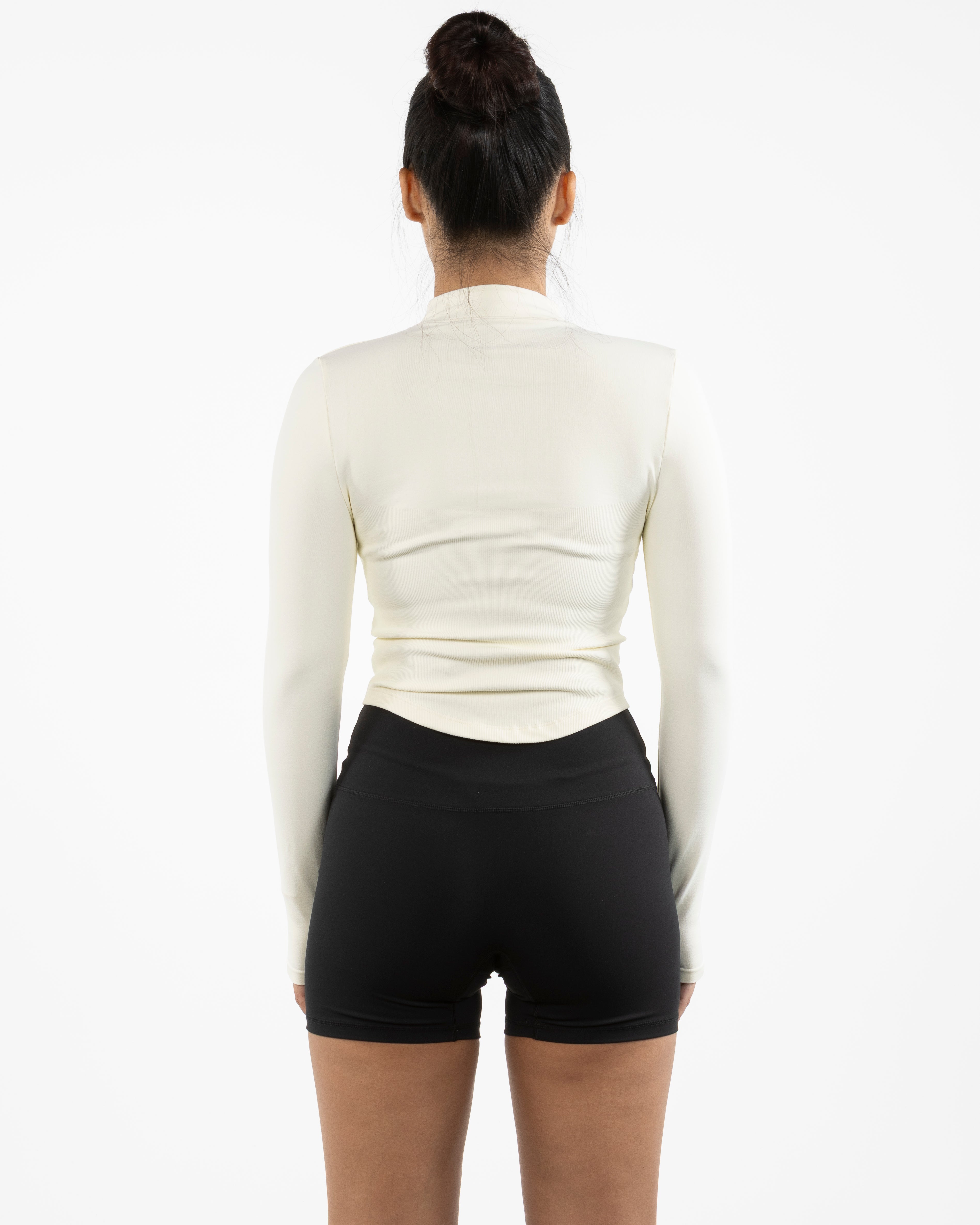 The 3/4 Crop Zip Jacket - Beige