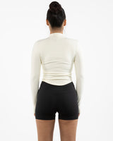 The 3/4 Crop Zip Jacket - Beige