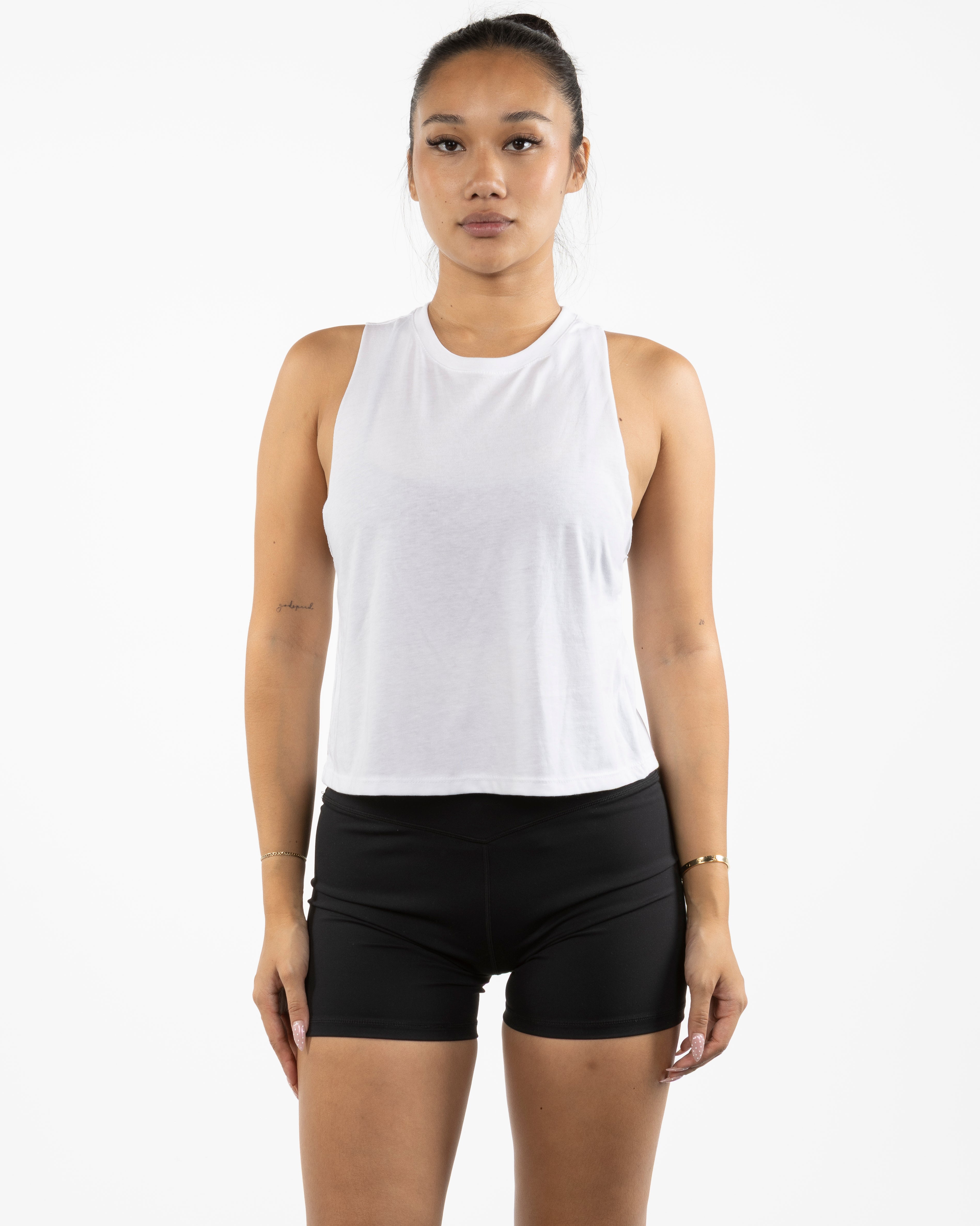 The Crop Muscle Racerback - White