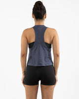 The Crop Muscle Racerback - Heather Navy