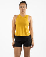 The Crop Muscle Racerback - Heather Mustard