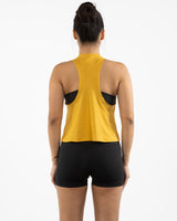 The Crop Muscle Racerback - Heather Mustard