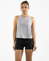The Crop Muscle Racerback- Athletic Heather