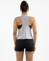 The Crop Muscle Racerback- Athletic Heather