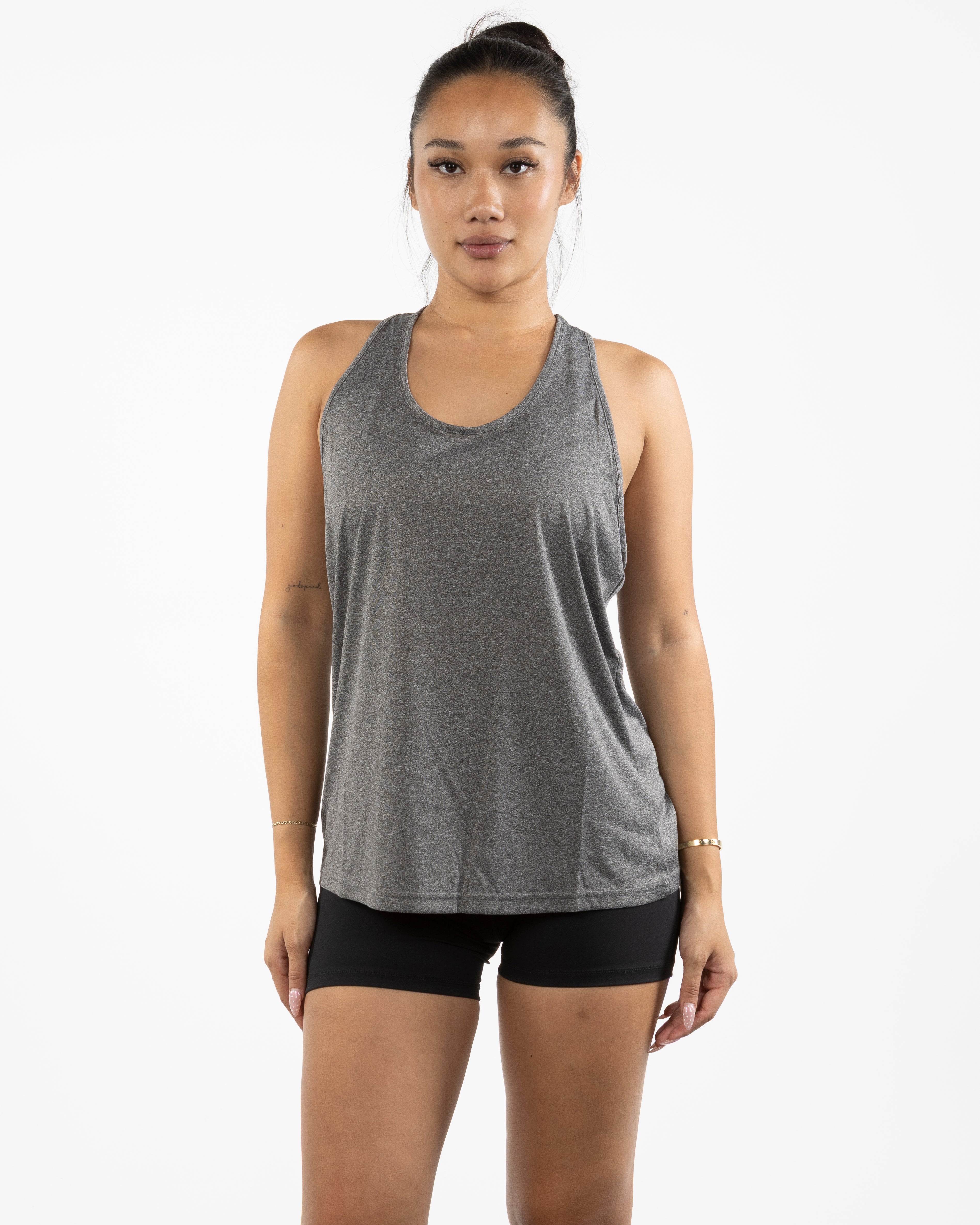 The Knot Back Tank - Charcoal Heather