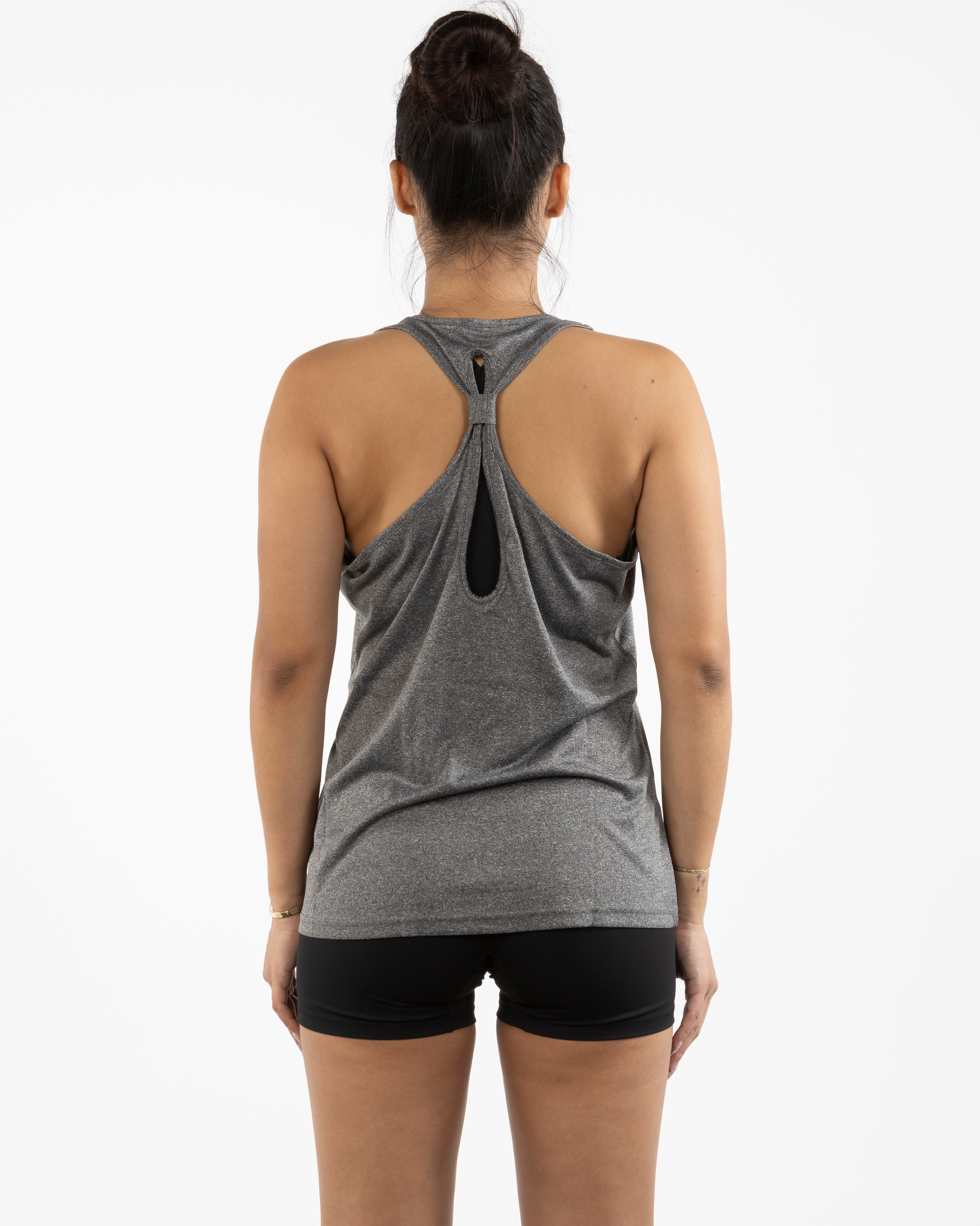 The Knot Back Tank - Charcoal Heather