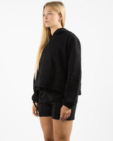 The Cropped Drawstring Hoodie - Black