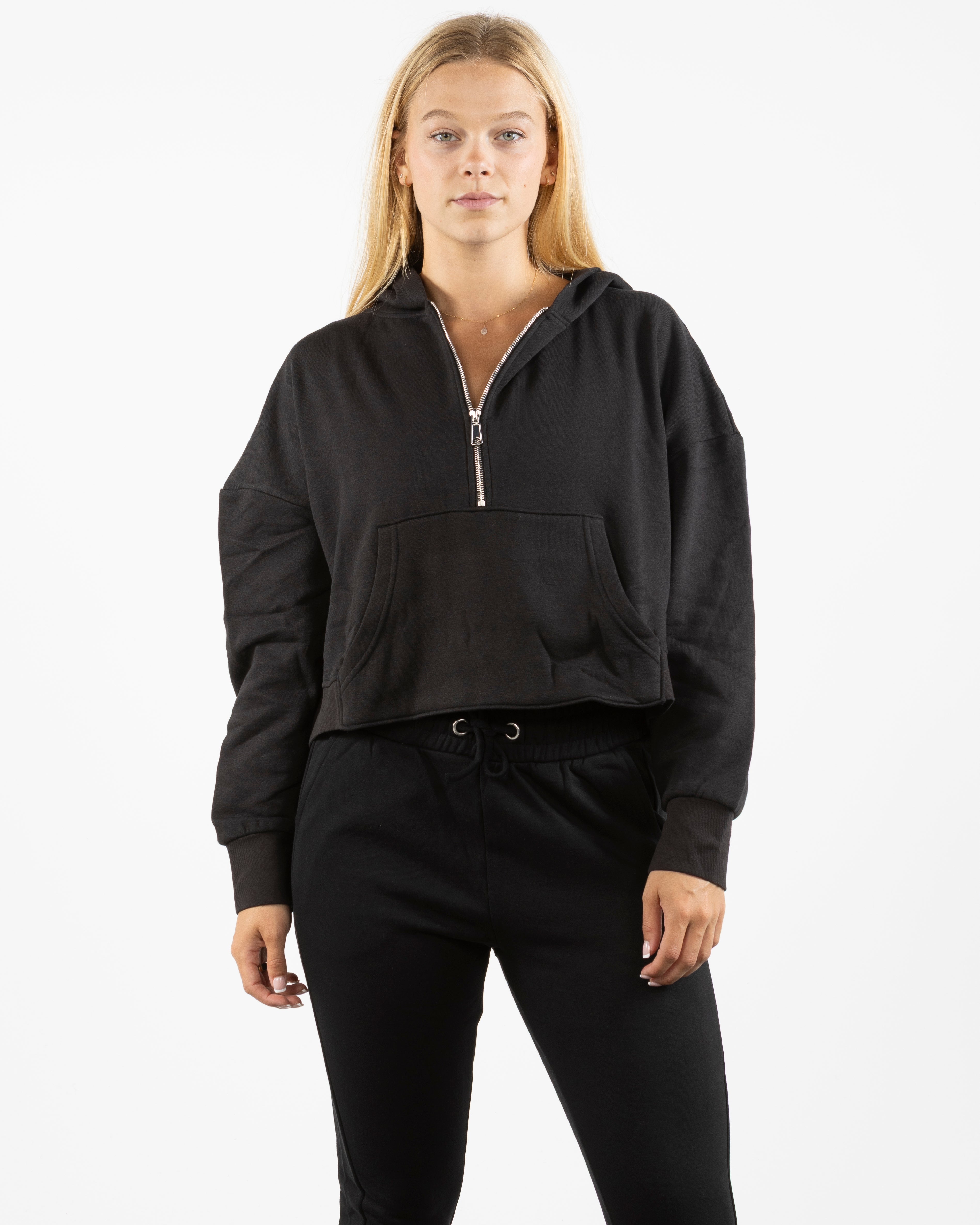 The Half Zip Hoodie - Black