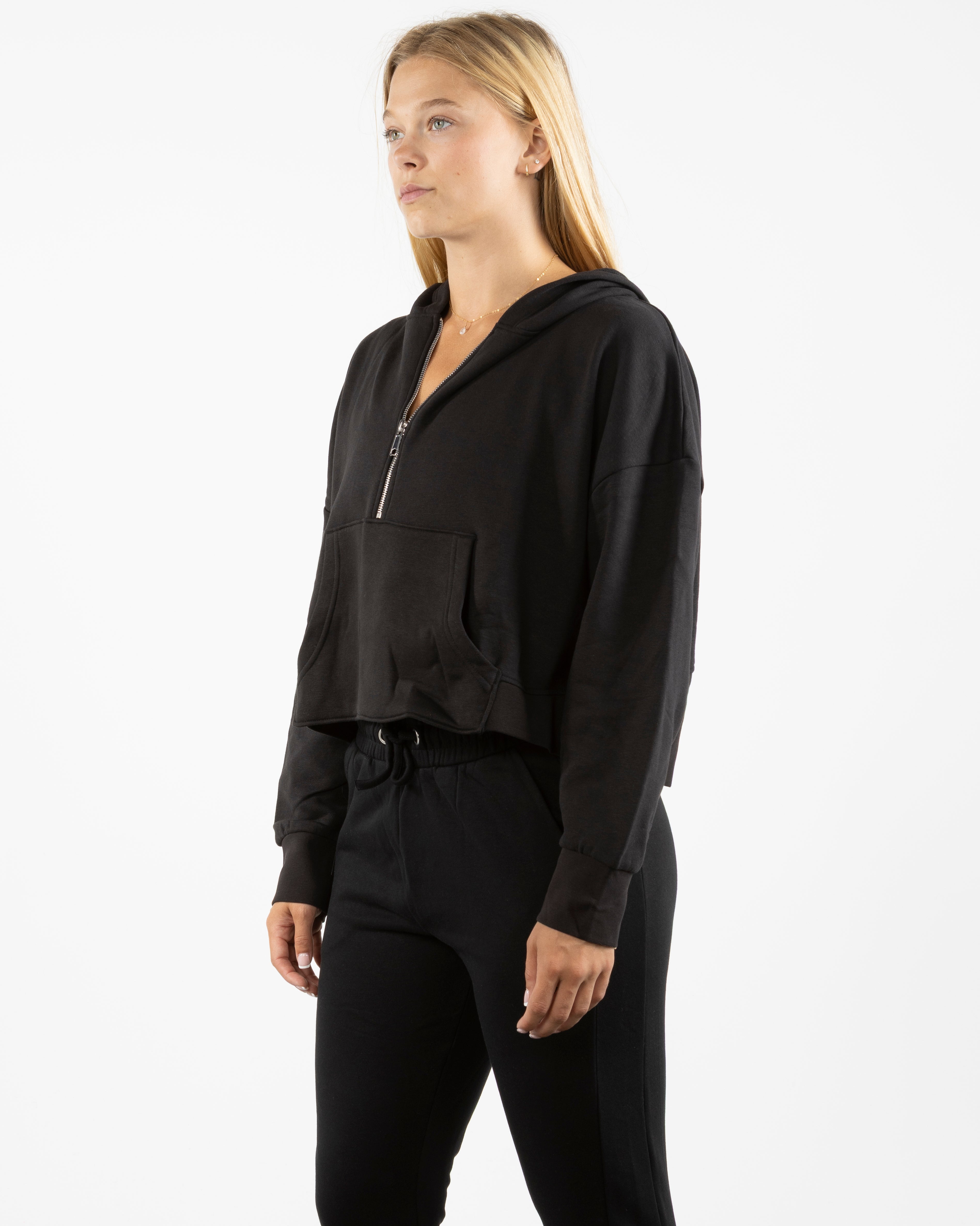 The Half Zip Hoodie - Black