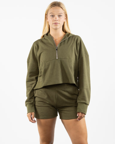 The Half Zip Hoodie - Olive