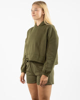 The Cropped Drawstring Hoodie - Olive