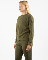 The Side Zip Crewneck - Olive