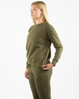The Side Zip Crewneck - Olive