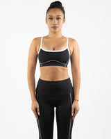 The Piped Scoop Sports Bra - Black
