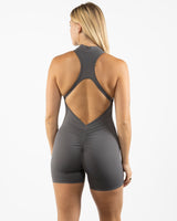 The High Neck Zip Jumpsuit - Grey