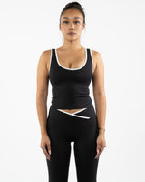 The Piped 3/4 Crop Tank - Black