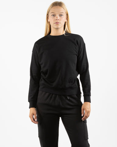 The Side Zip Crewneck - Black