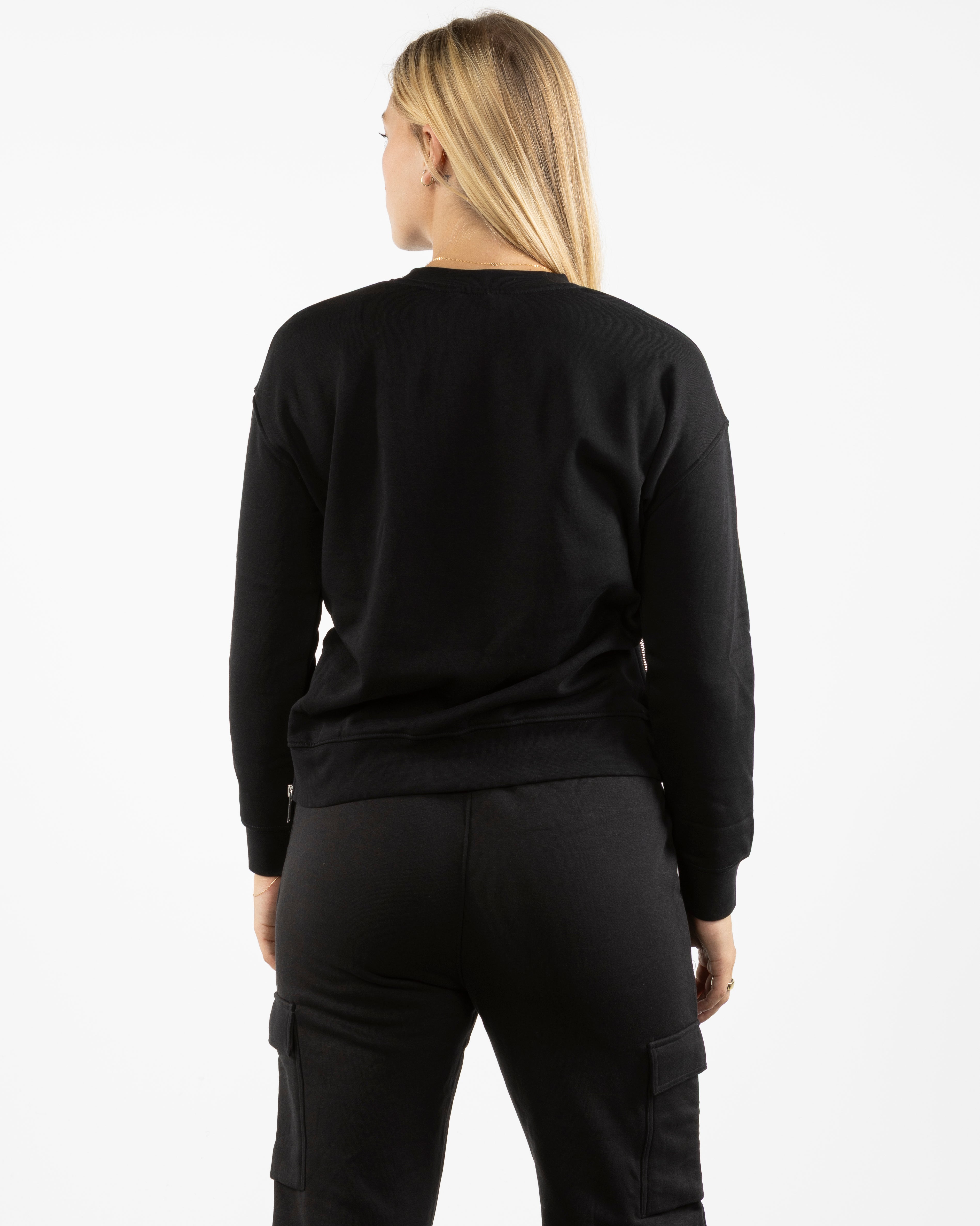 The Side Zip Crewneck - Black