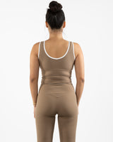 The Piped 3/4 Crop Tank - Brown