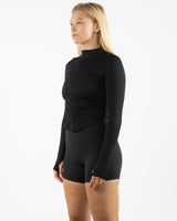 The 3/4 Crop Zip Jacket - Black