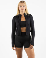 The 3/4 Crop Zip Jacket - Black