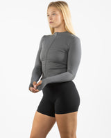 The 3/4 Crop Zip Jacket - Grey