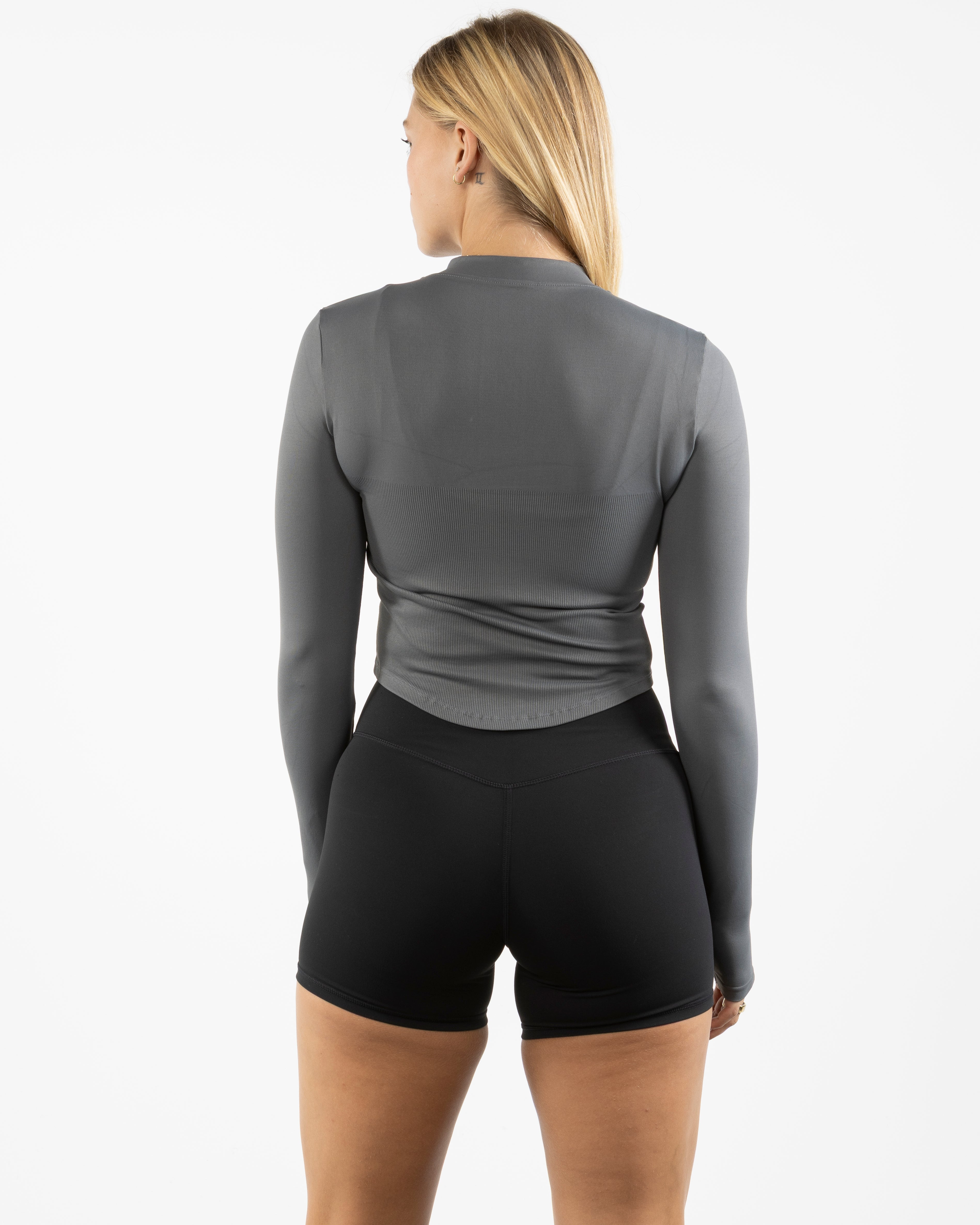 The 3/4 Crop Zip Jacket - Grey