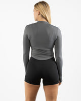 The 3/4 Crop Zip Jacket - Grey