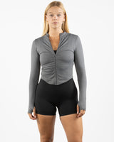The 3/4 Crop Zip Jacket - Grey
