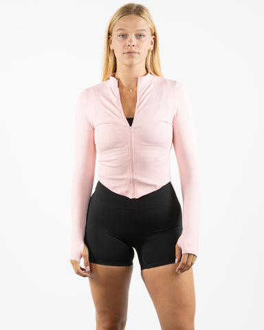 The 3/4 Crop Zip Jacket - Pink