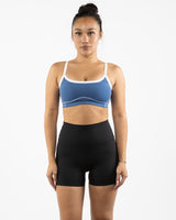 The Piped Scoop Sports Bra - Blue