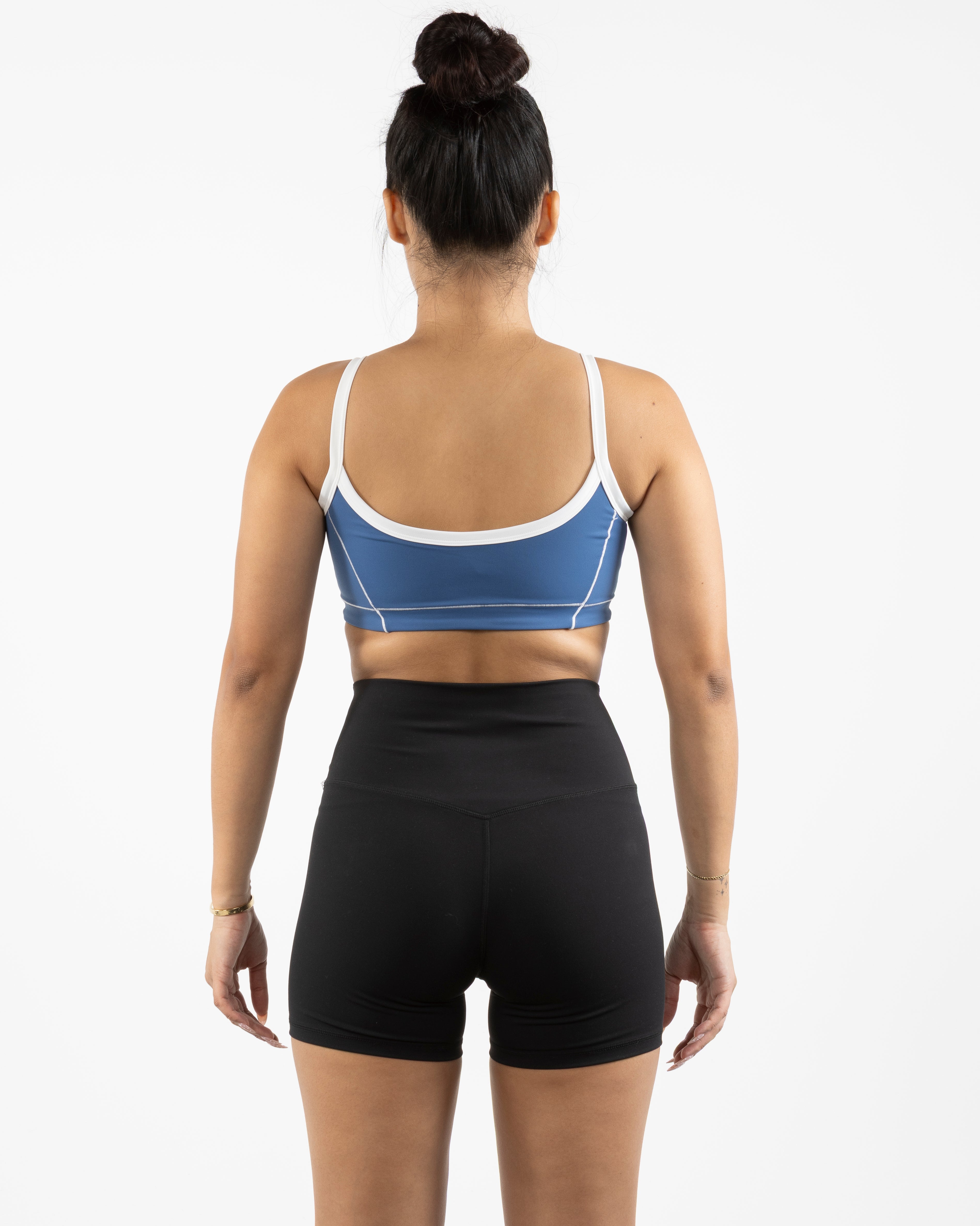 The Piped Scoop Sports Bra - Blue