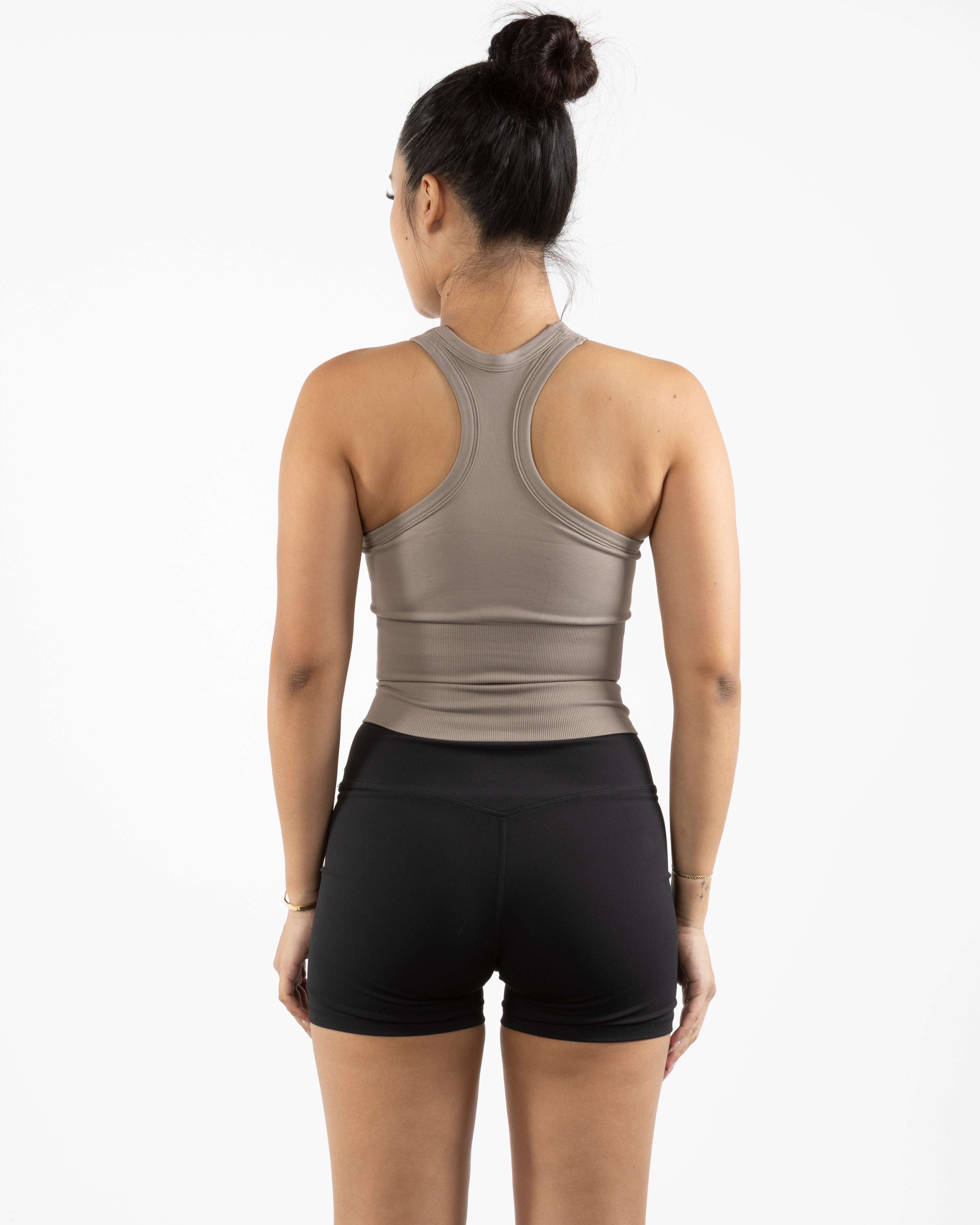 The High Neck Racer Tank -Brown