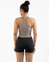 The High Neck Racer Tank -Brown