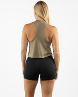 The Crop Muscle Racerback - Heather Olive