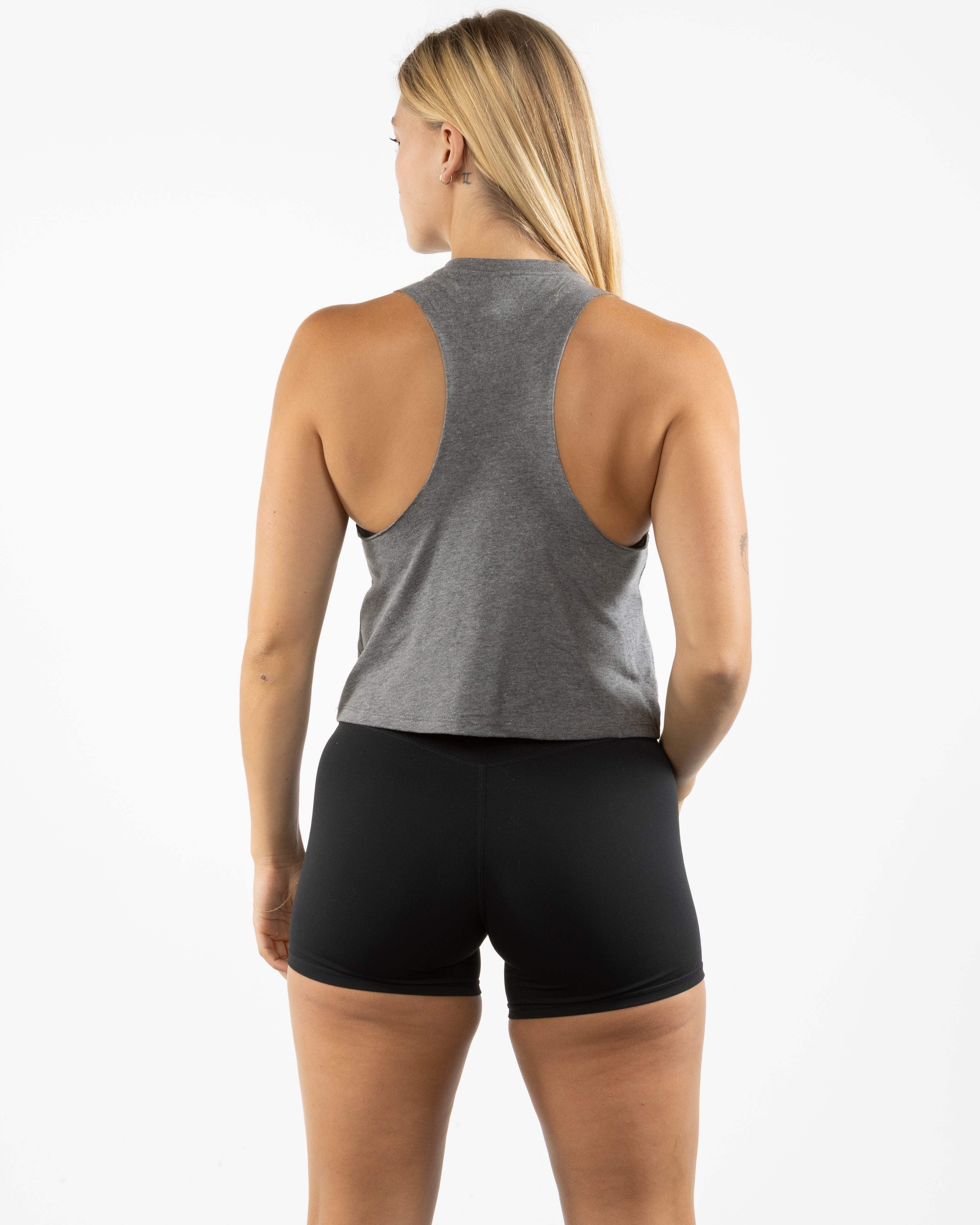 The Crop Muscle Racerback - Deep Heather