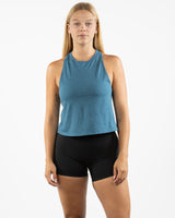 The Crop Muscle Racerback - Heather Deep Teal